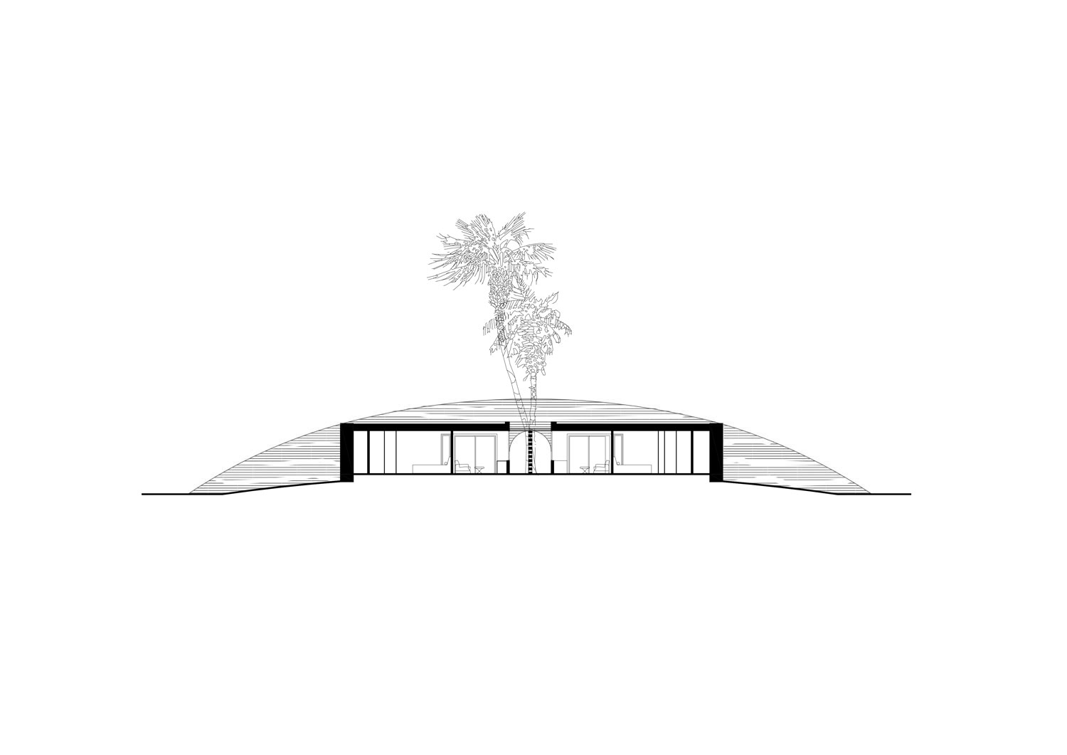 animated gif front perspective lotos hotel milos greece the hive architects