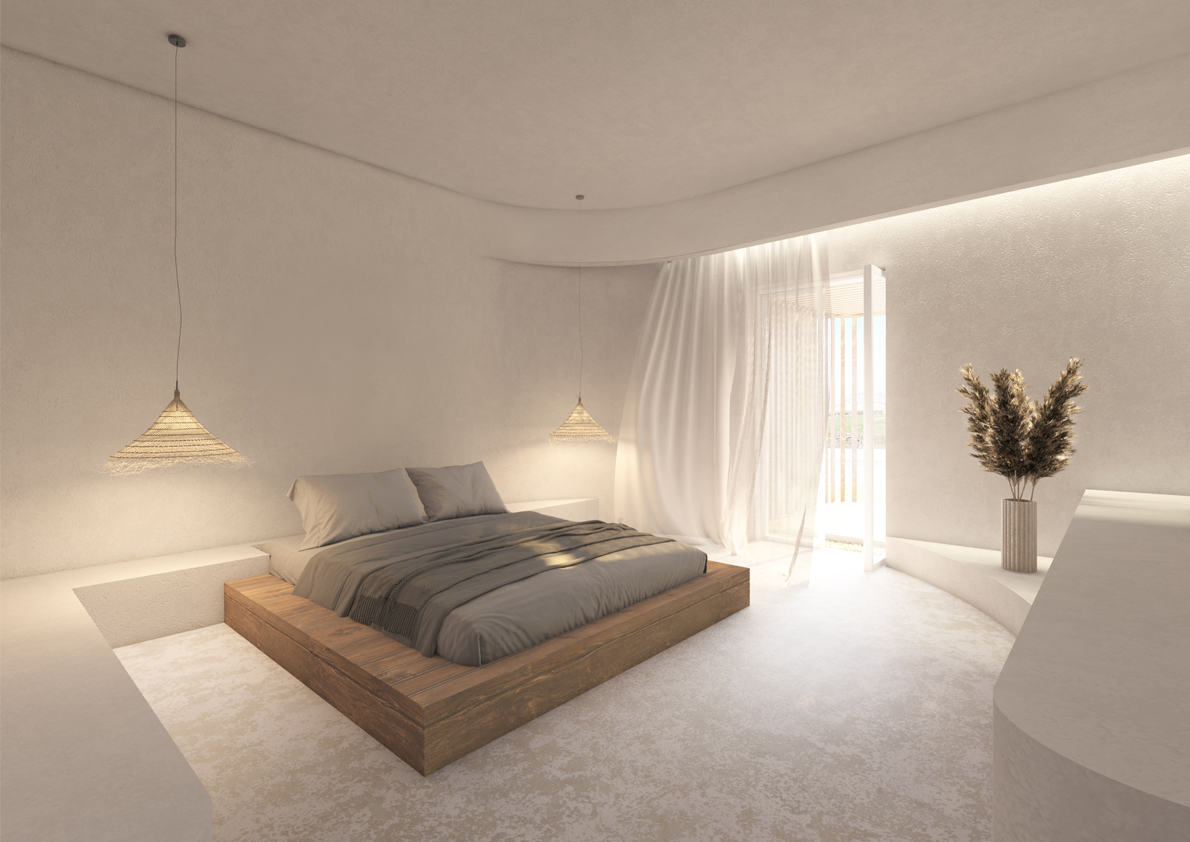 hotel room white ora d'oro hotel kythnos greece the hive architects