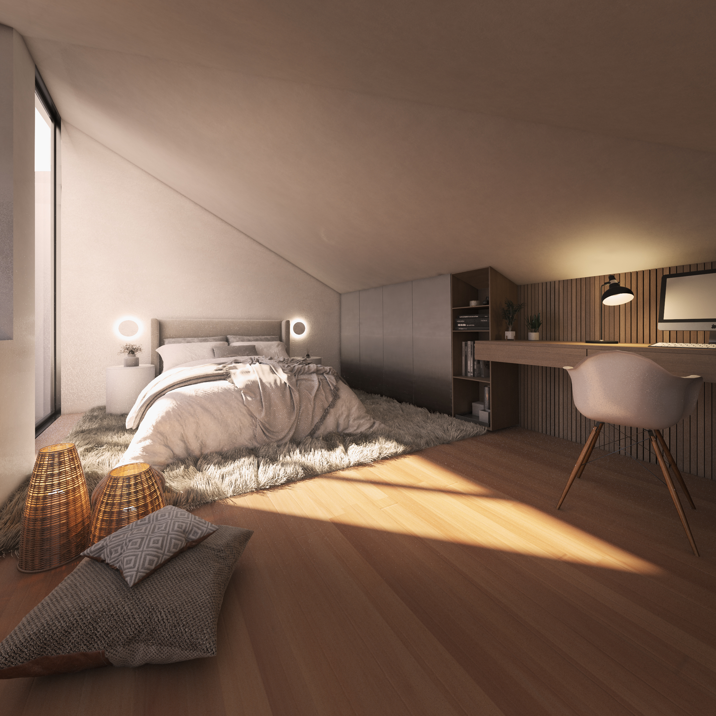 patio house bedroom render arta greece the hive architects