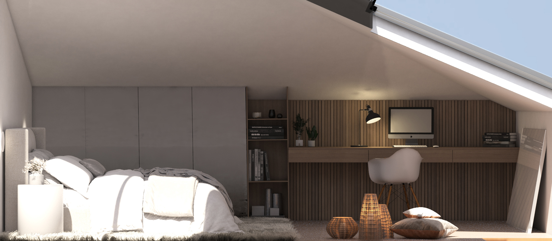 patio house bedroom side view render arta greece the hive architects