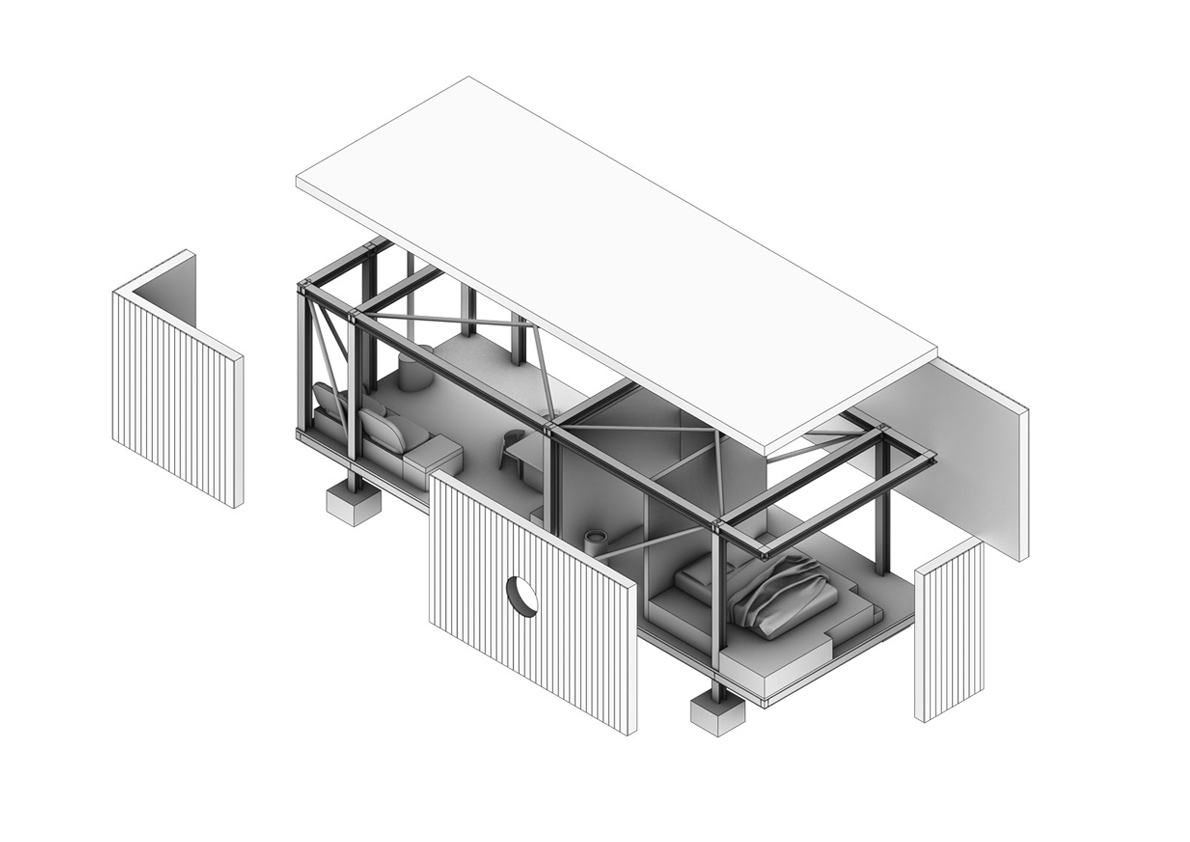 Box House, residence in Messinia, Greece, exploded the hive architects