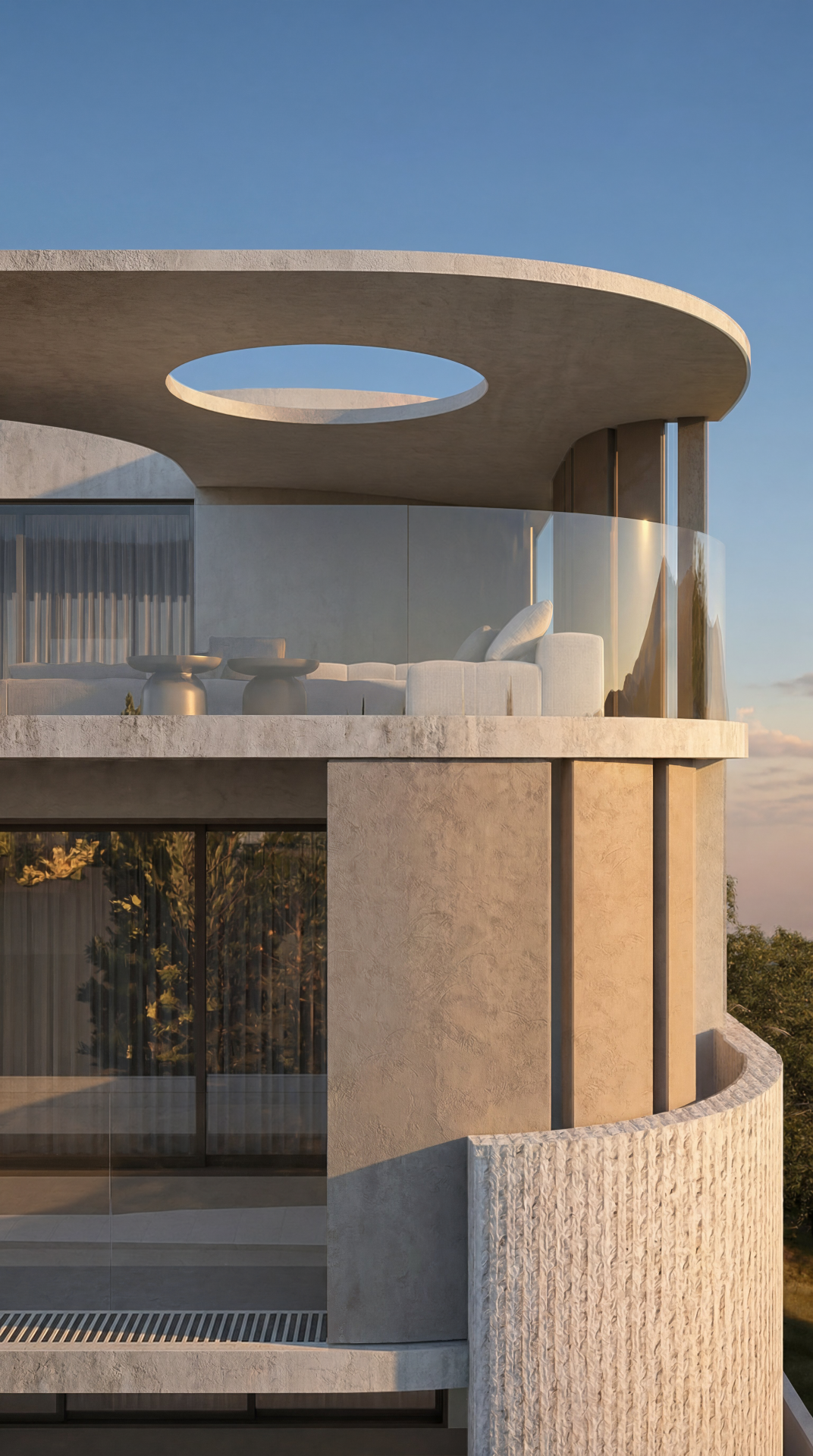 Close-up of earthy tones and textured surfaces used in Chiven Residential Architecture.